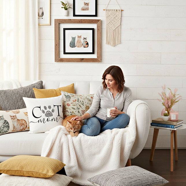 Coussin Maman chat empreinte de patte (Créateur téléchargé)