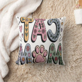Coussin Maman chat florale avec empreinte de patte (Couverture)