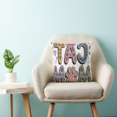 Coussin Maman chat florale avec empreinte de patte (Chaise)