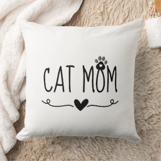 Coussin Maman Chat Minimaliste Empreinte de Patte Cœur Amo