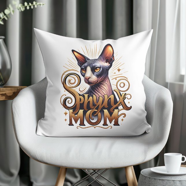 Coussin  Maman Chat Sphynx Fête des Mères  (Personalized Sphynx Cat Mom Throw Pillow)