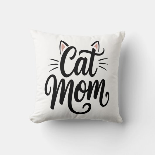 Coussin Maman Chatte Moustaches et Oreilles (Recto)