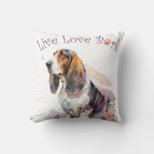 Coussin Maman Chien Basset Hound Floral