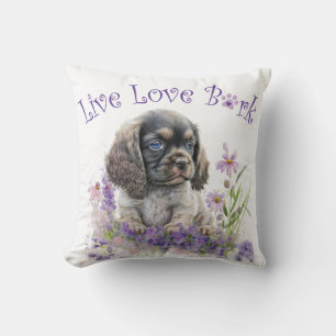 Coussin Maman Chien Cocker Spaniel Floral