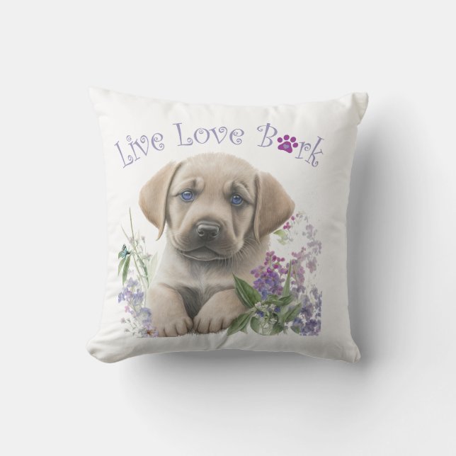 Coussin Maman Chien Labrador Floral (Recto)