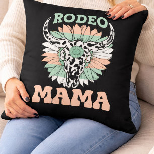 Coussin Maman Cowgirl de Rodéo   Fête des Mères Western Un