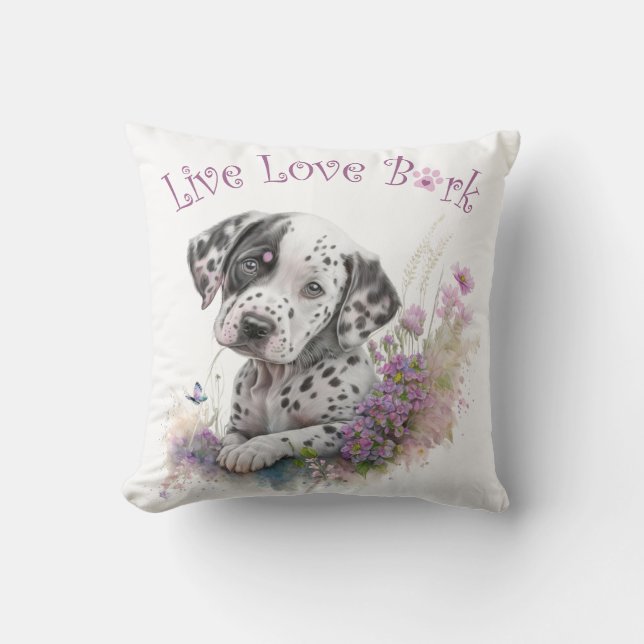 Coussin Maman Dalmatien Fleurie (Recto)