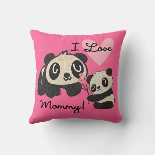 Coussin Maman d'amour des pandas I (Verso)
