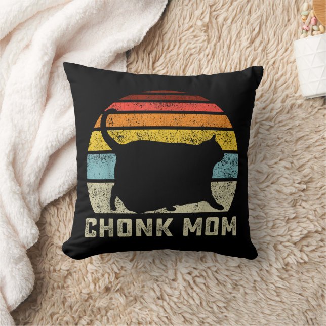 Coussin Maman de chat Chonk Échelle Mème Drôle Style Rétro (Couverture)
