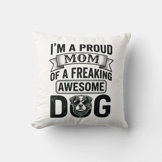 Coussin Maman de chien fière dessin vectoriel de gravure v (Recto)