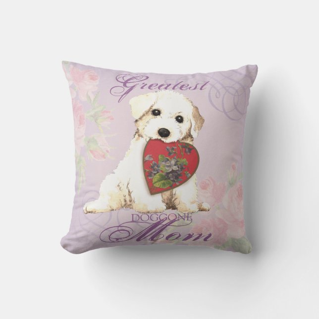 Coussin Maman de coeur de Bichon (Recto)