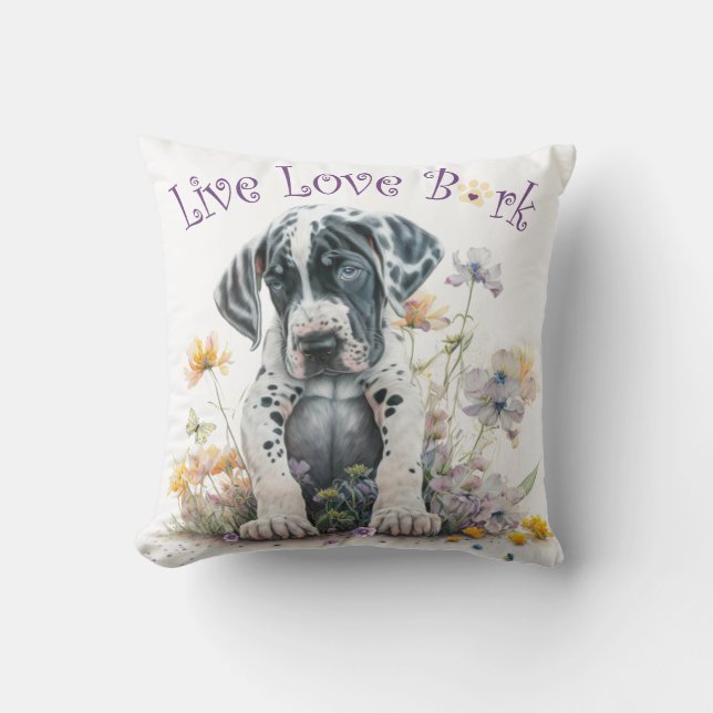 Coussin Maman de Grand Danois Floral (Recto)
