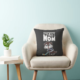 Coussin Maman de hockey Loutre Mignonne - Graphisme d'anim