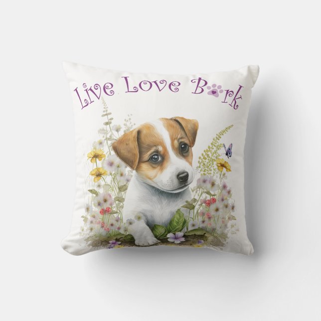 Coussin Maman de Jack Russell Fleurie (Recto)