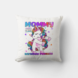 Coussin Maman de la princesse d'anniversaire fille qui se