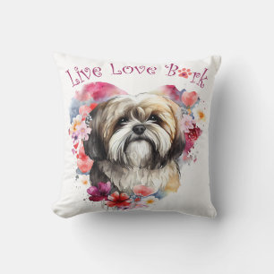 Coussin Maman de Lhasa Apso Floral