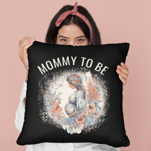 Coussin Maman doit être aquarelle florale attend mère
