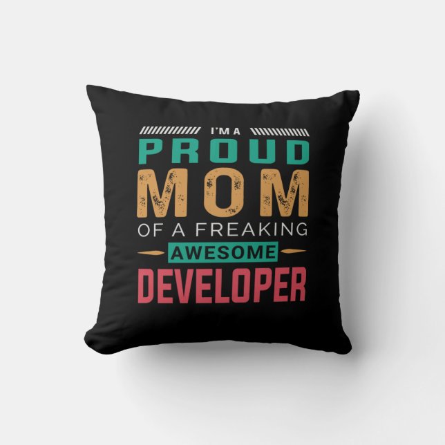 Coussin Maman Du Développeur Génial (Recto)