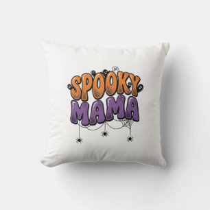 Coussin Maman effrayant design de chemise vintage Hallowee