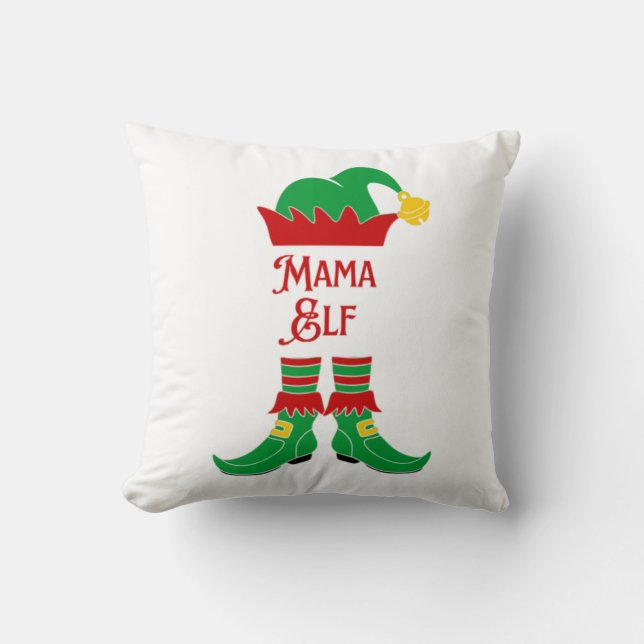 Coussin Maman Elfe Noël Mignon (Recto)