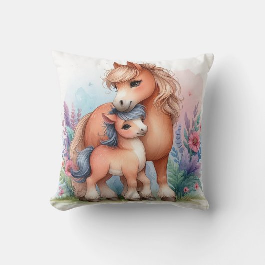 Coussin Maman et bébé cheval (Recto)