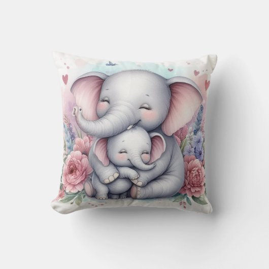 Coussin Maman et bébé éléphant (Recto)