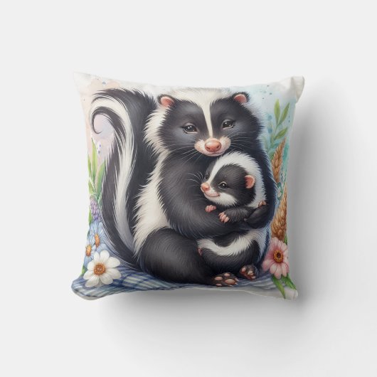 Coussin Maman et bébé mouffette (Recto)