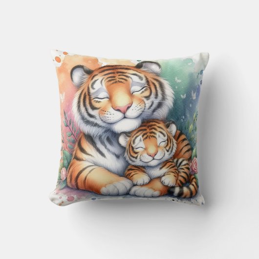 Coussin Maman et bébé tigre (Recto)
