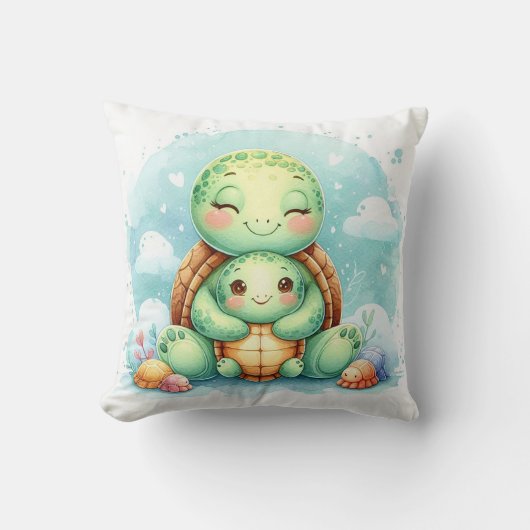Coussin Maman et bébé tortue (Recto)