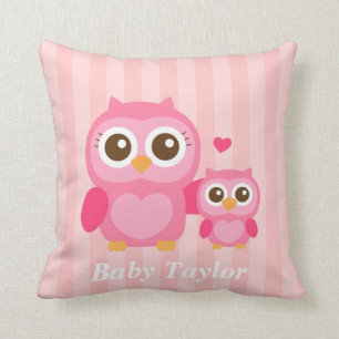 Coussin Maman et moi, chouette bébé mignon, rose