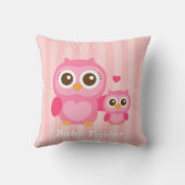 Coussin Maman et moi, hibou mignon de bébé, rose (Verso)