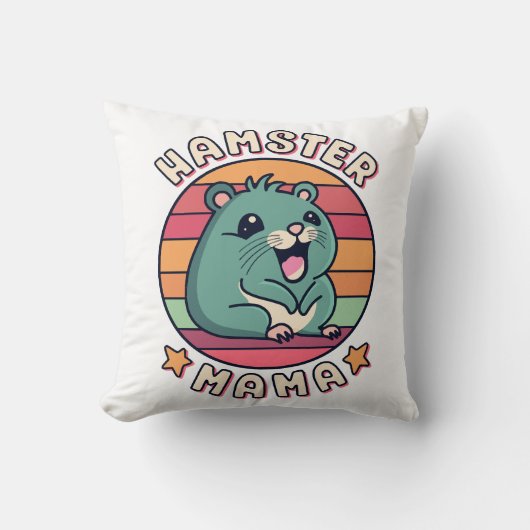 Coussin Maman hamster mignon kawaii rongeur mère (Recto)