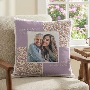 Coussin Maman la plus adorable Vintage photo florale lavan