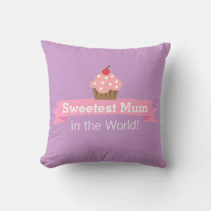 Coussin Maman la plus douce Cupcake rose violet