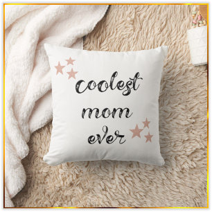 Coussin Maman la plus froide noire et rose