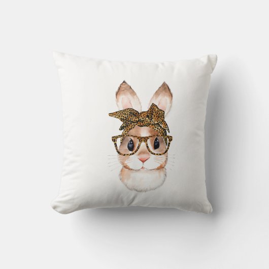 Coussin Maman lapin de Pâques mignon léopard de Pâques ann (Recto)