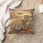 Coussin Maman léopard et ses petits, animaux de safari (Couverture)