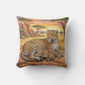 Coussin Maman léopard et ses petits, animaux de safari (Recto)