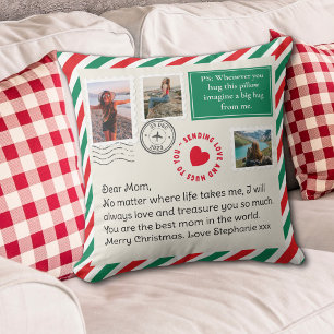 Coussin Maman Lettre manuscrite photo Collage de Noël