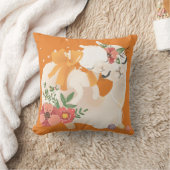 Coussin Maman Llama avec le lama de bébé et fleurs se (Couverture)