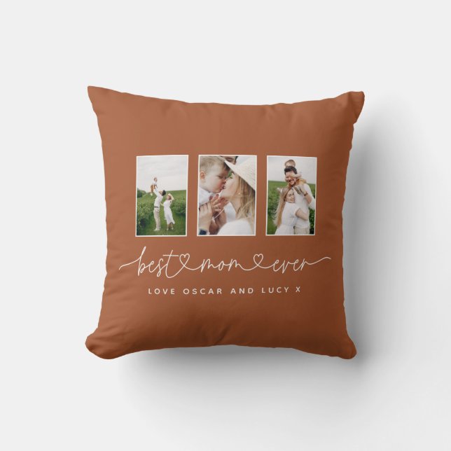 Coussin Maman mignonne script moderne multi photo cadeau (Recto)