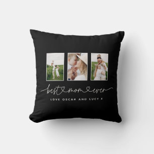 Coussin Maman mignonne script moderne multi photo cadeau