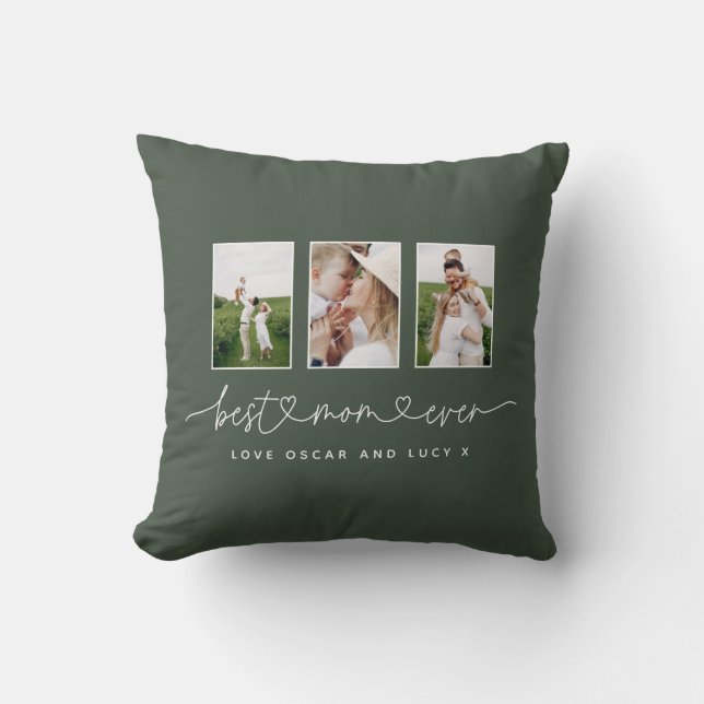 Coussin Maman mignonne script moderne multi photo cadeau s (Recto)