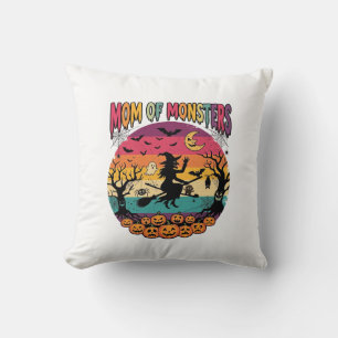 Coussin Maman Monstres Halloween Sorcière Citrouilles Chau