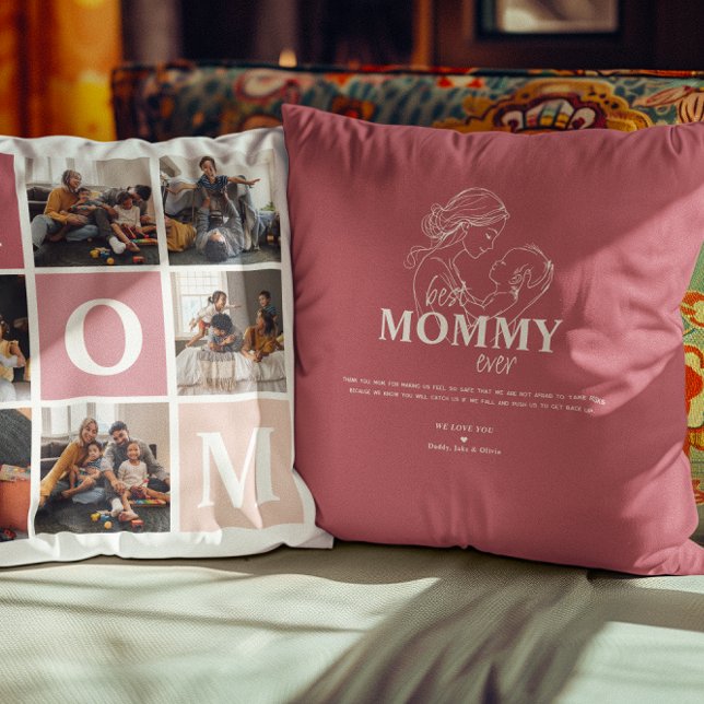 Coussin Maman nous t'aimons | Moderne bloc de couleur 6 ph (Créateur téléchargé)