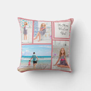 Coussin Maman personnalisée/amour de rose de collage de 4