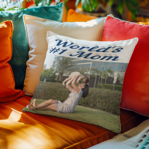 Coussin Maman photo bleue