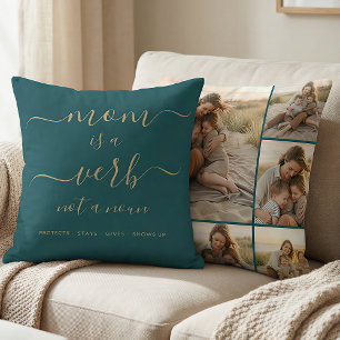 Coussin Maman sarcelle est un verbe Famille Photo Maman So