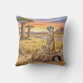 Coussin Maman Suricate et ses petits Animaux de Safari  (Verso)