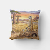 Coussin Maman Suricate et ses petits Animaux de Safari  (Recto)